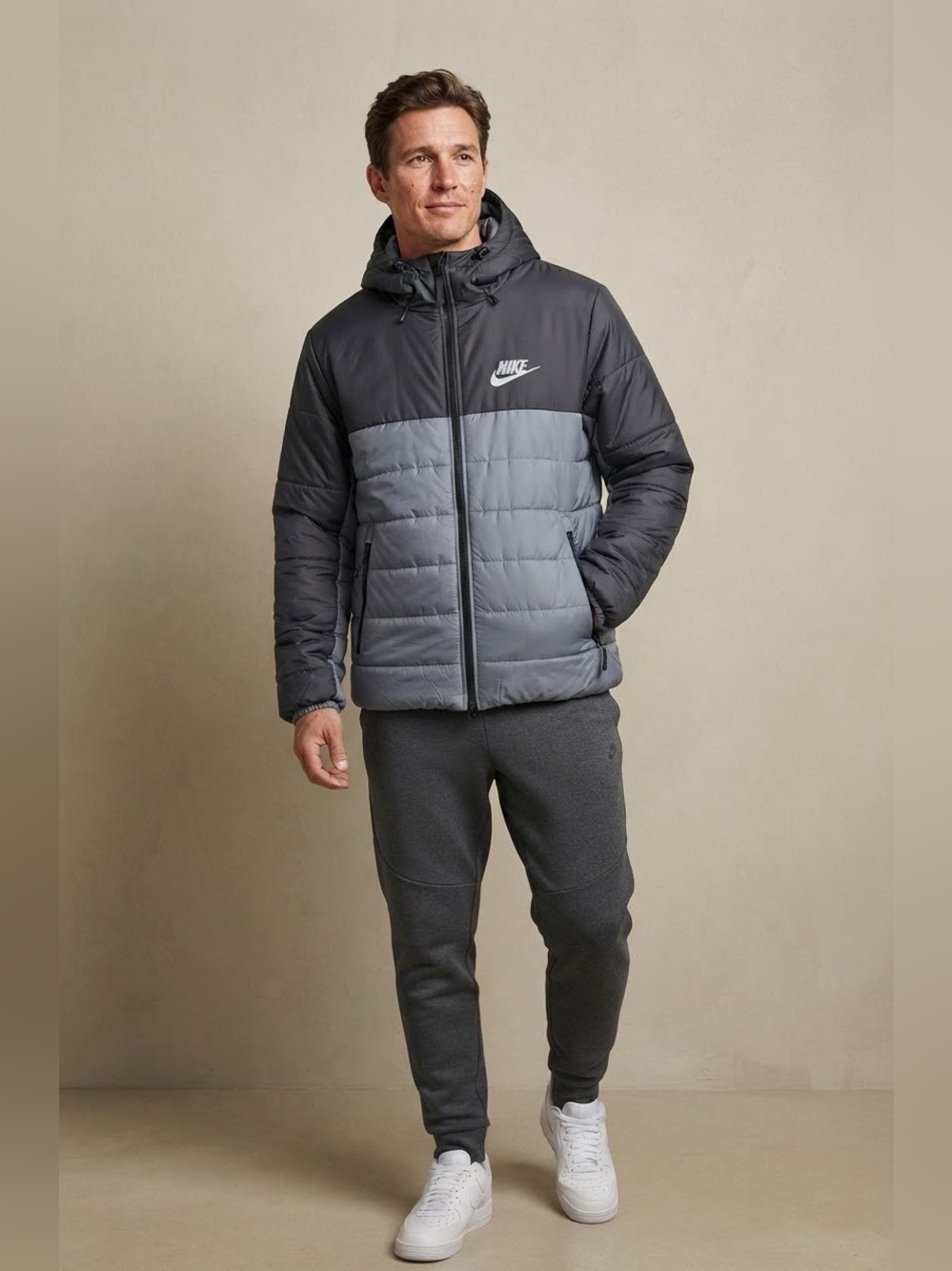 Nike Men's Air Therma-FIT Synthetic-Fill Puffer Jacket Grey Anthracite XL